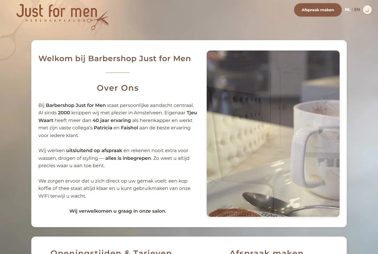 Hun oude site: Barbershop Just for Men